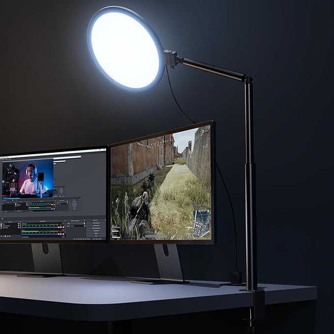 Weilisi 10.2" Desk Ring Light with Stand for Zoom Meetings, Ring Light for Desk with Clamp, 360°... | Amazon (US)