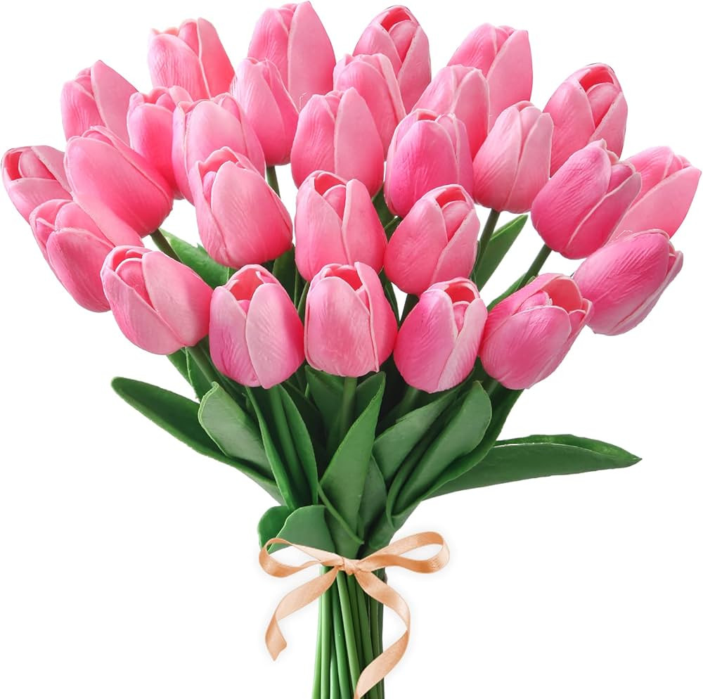 Starryle 10Pcs Pink Tulips Real Touch Artificial Flowers Fake Flowers for Decoration Faux Flowers... | Amazon (US)