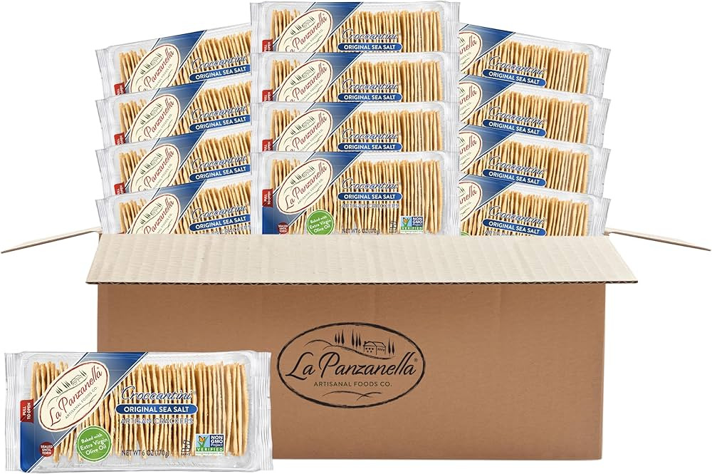 La Panzanella Croccantini, Original Sea Salt Crackers (Pack of 12) - Light Artisanal Crackers, Ch... | Amazon (US)