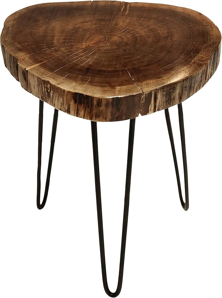 HLC Unique Shape Rustic Round Old Elm Surface end Wooden Coffee Table Retro Accent Center Table f... | Amazon (US)