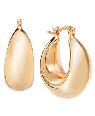 And Now This Silver Plated or 18k Gold Plated Brass Puff Hoop Earrings - Macy's | Macy's
