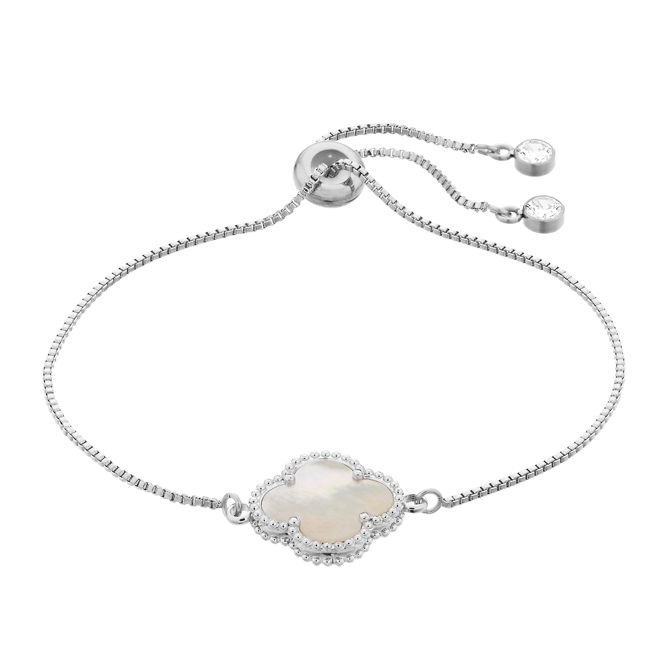 Silver Mama Sterling Silver Quatrefoil Adjustable Bracelet | Kohl's