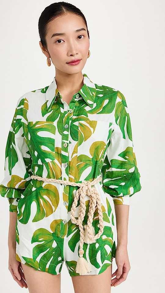 White Monstera Romper | Shopbop