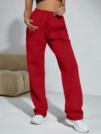 SHEIN EZwear Slant Pockets Drawstring Waist Sweatpants | SHEIN