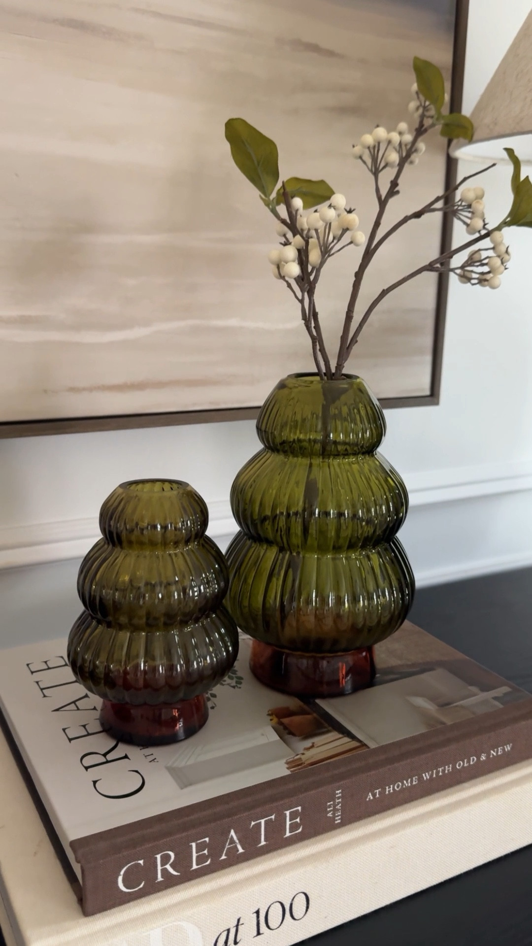 The cutest Christmas glass vase find from Target! Perfect for entryway, dresser, nightstand, bathroom counter styling and more! 🌲🤎