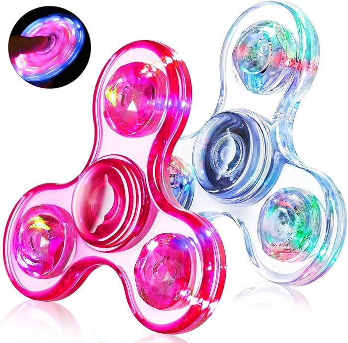 Fidget Spinner 2 Pack, Light up Sensory Fidget Toys Adults Kids 4-8-12 with Autism ADHD, Kids Eas... | Amazon (US)