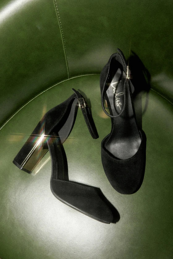 Laura Black Velvet Ankle Strap Heels | Lulus