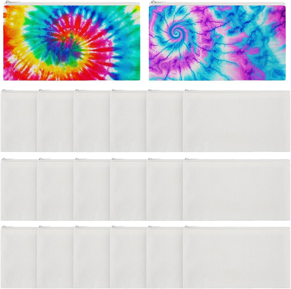 Sanwuta 20 Pcs Cotton Makeup Bags for Tie Dying Items Things to Tie Dye Blank Pure Cotton Pencil ... | Amazon (US)