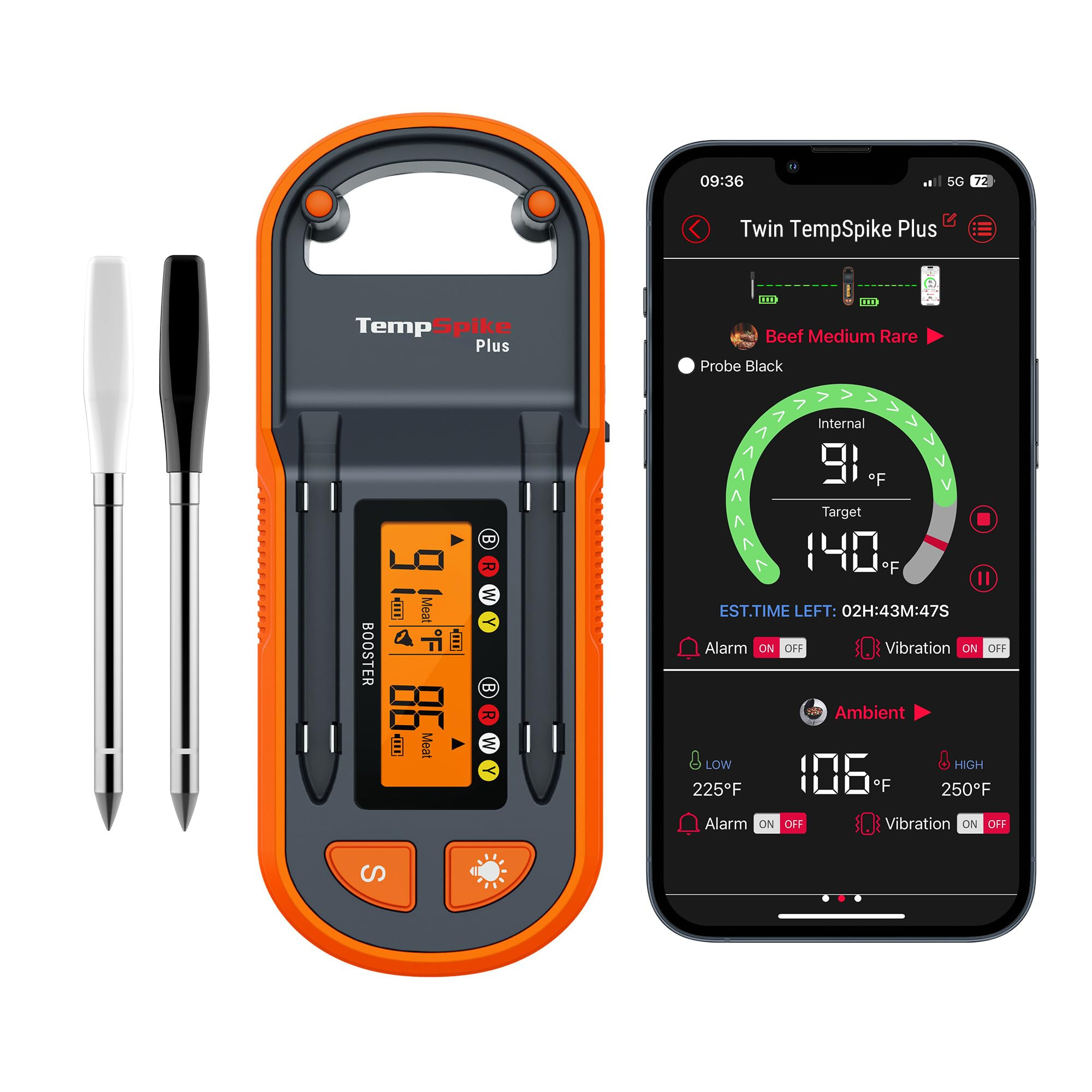 ThermoPro TempSpike Plus 600ft Wireless Meat Thermometer with 2 Color-Coded Probes, Bluetooth Mea... | Amazon (US)