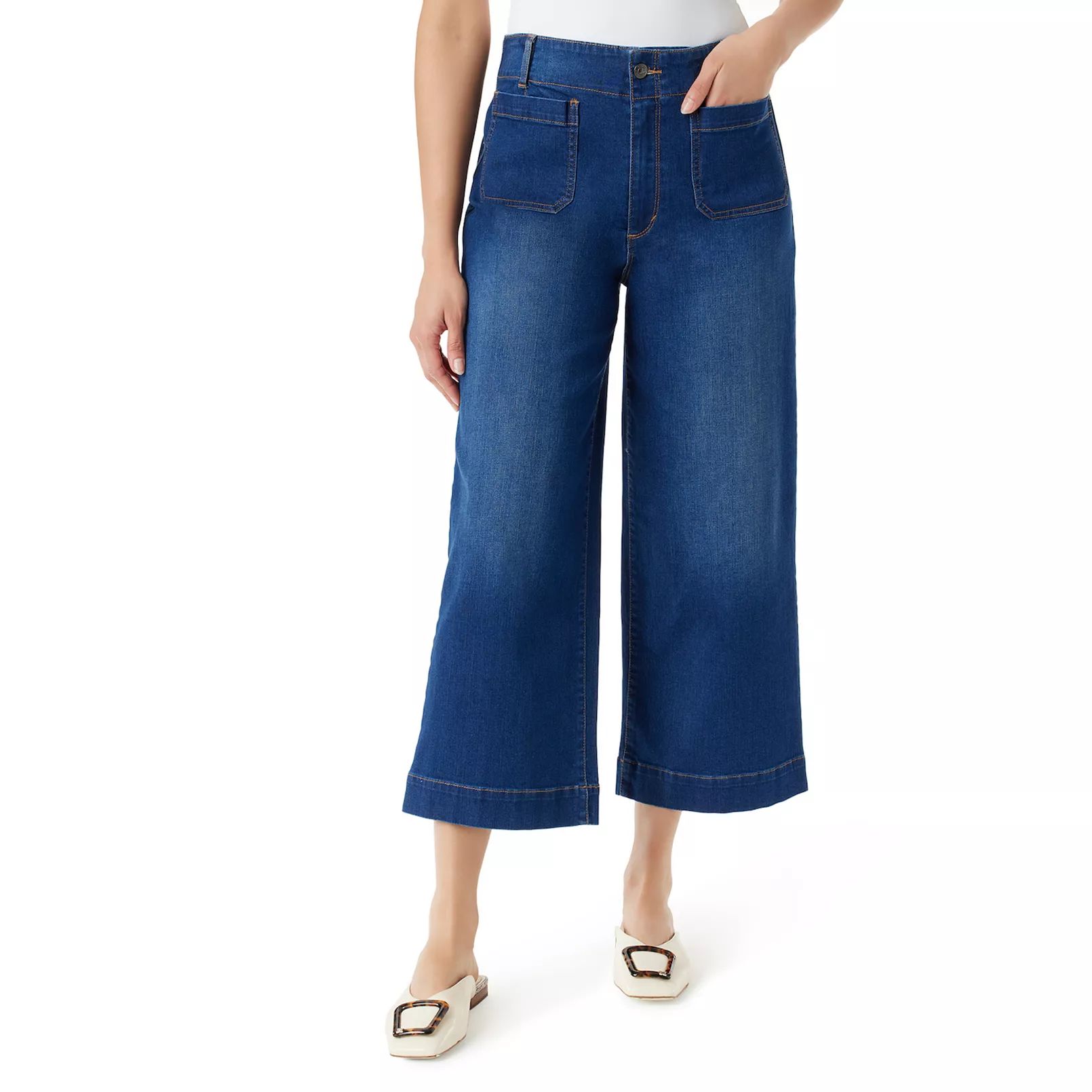 Women's Gloria Vanderbilt Shape Effect Patch Pocket Wide Leg Crop Jeans | Kohl's