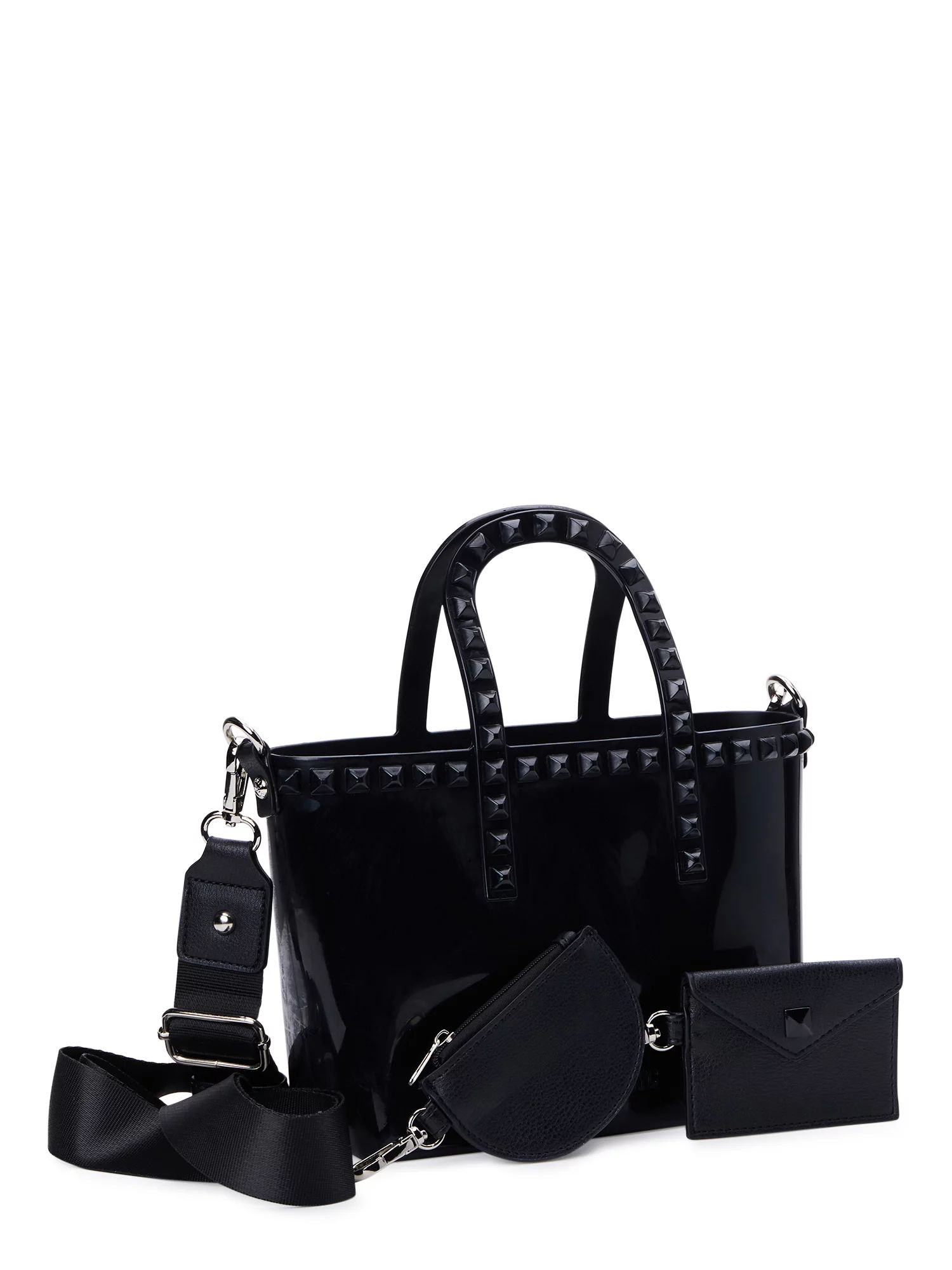Madden NYC Women's Jelly Studded Mini Tote with Removable Pouch Black - Walmart.com | Walmart (US)