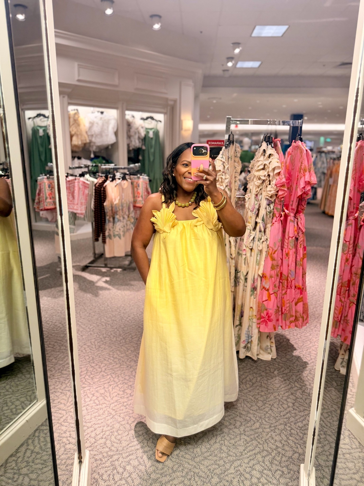 The most stunning yellow sundress from @Dillards Inc. - wearing a large but could take the size M. It does have pockets! 💛💛💛

#LTKWedding #LTKMidsize #LTKootd