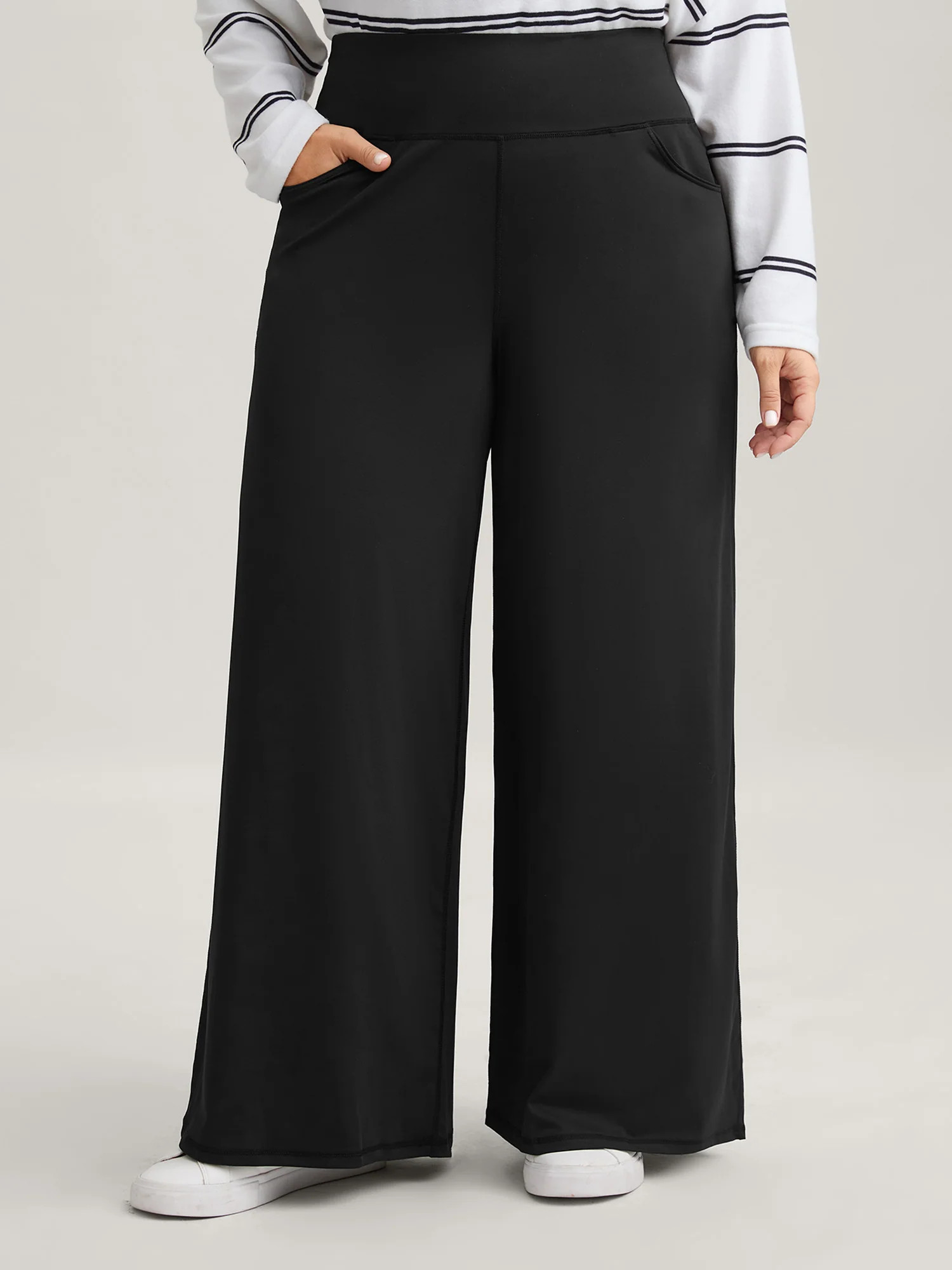 Super Stretchy Wide-Leg Casual Pocket Pants | Bloomchic