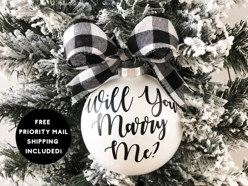 Christmas Proposal Ornament: Will You Marry Me? - Glass Engagement Gift - Etsy | Etsy (US)