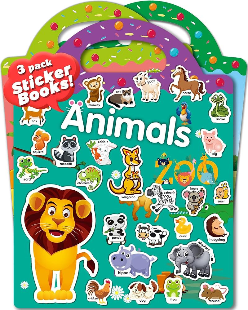 3 Pack Reusable Sticker Book for Toddlers 2-4 Years, Toddler Stocking Stuffers for Kids, Toddler ... | Amazon (US)
