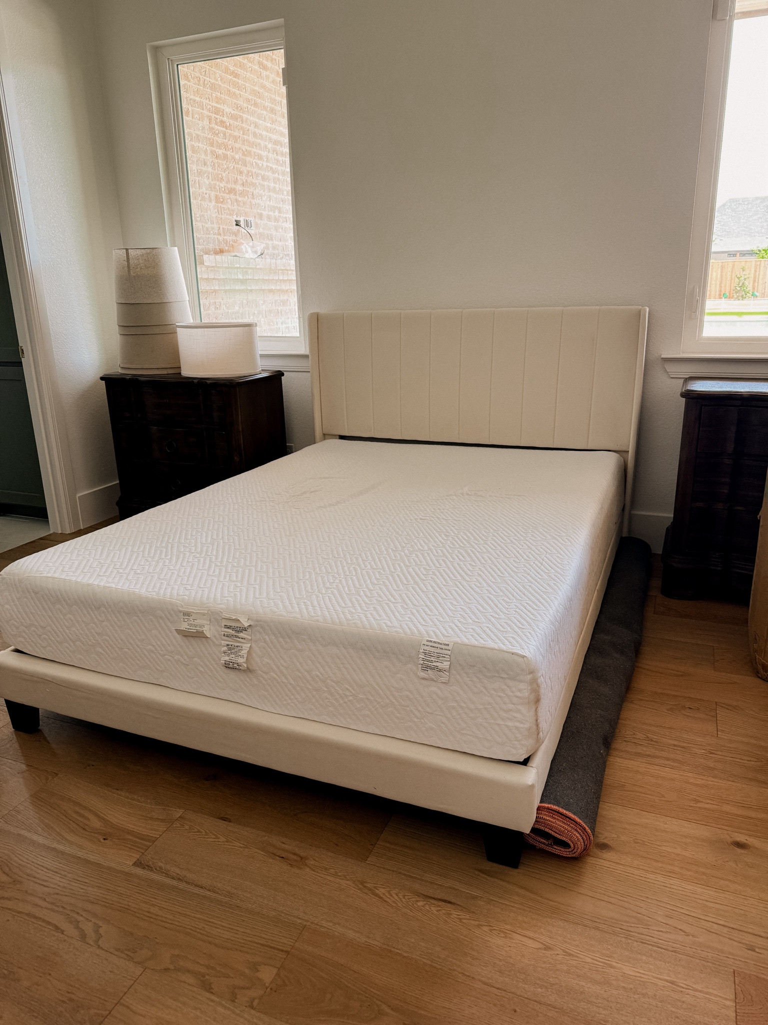 Guest bedroom bed frame and mattresss