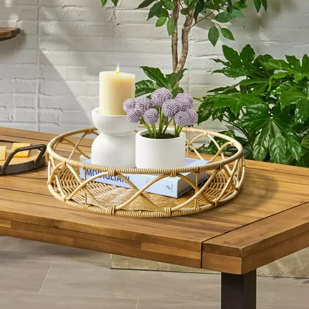 Better Homes & Gardens 18''x18"x4" Round Outdoor PE Serving Tray, Natural Color | Walmart (US)