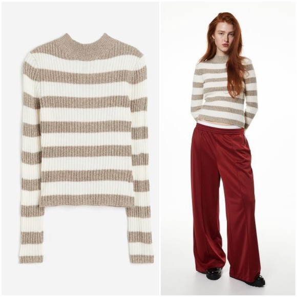 Beige Striped Rib Knit Sweater | Poshmark