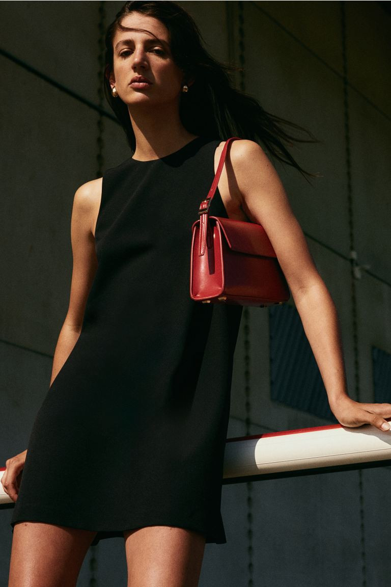 A-line Mini Dress - Round Neck - Sleeveless - Black - Ladies | H&M US | H&M (US + CA)