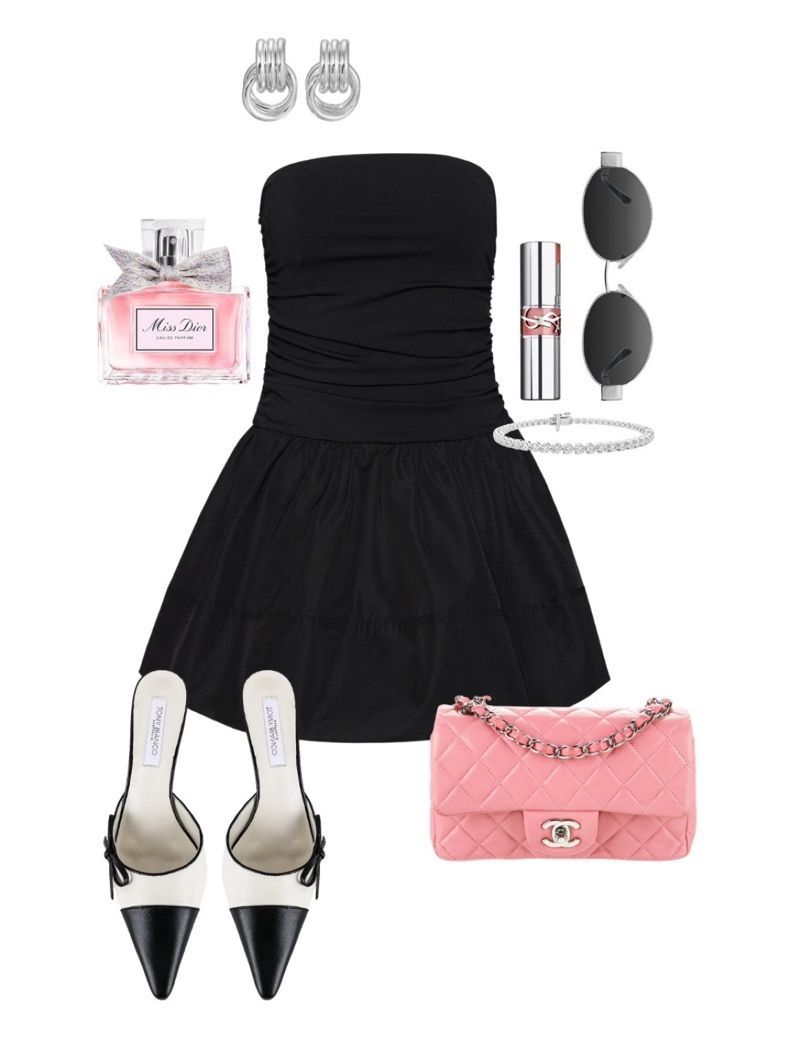 Classic meets chic with this little black dress outfit 🖤✨ Perfect for a night out or a special occasion! Styled with statement silver earrings from Heaven Mayhem, a pop of pink Chanel bag, and black-and-white pointed Tony Bianco mules for a touch of elegance. Accessorize with round sunglasses, a dainty bracelet, and a pink YSL lip for a flirty finish. Complete the look with a spritz of Miss Dior for a hint of luxury. 

#BlackDress #EveningOutfit #ChanelBag #ElegantStyle

#LTKShoeCrush #LTKStyleTip #LTKFindsUnder100