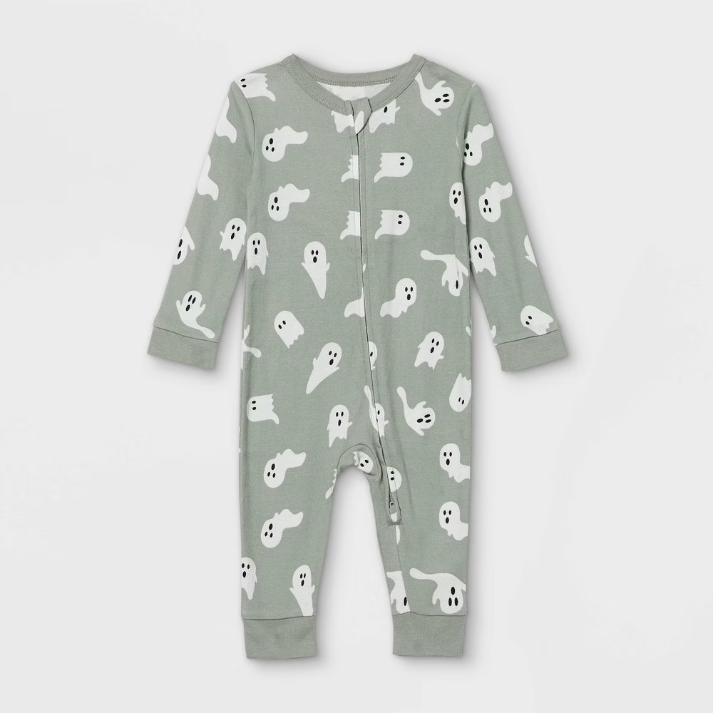 Baby Halloween Ghost Print Matching Family Union Suit - Gray 6-9M | Target