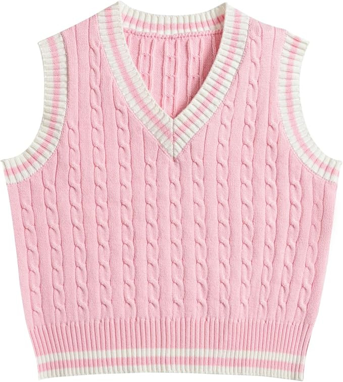 Hyipels Women's Sweater Vest,Y2K Sleeveless Pattern Preppy Style Knitted Crop Tank Top for Girl | Amazon (US)