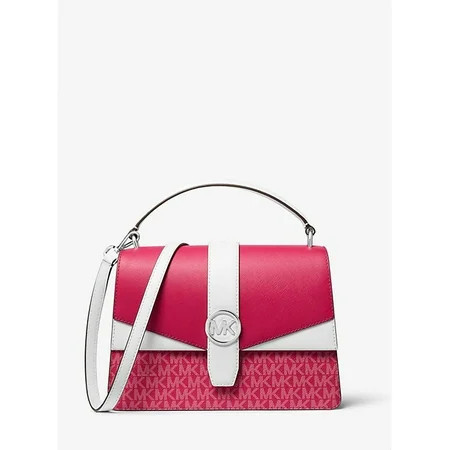 Michael Kors Outlet Greenwich Medium Color-Block and Signature Logo Satchel - DARK RASPBERRY MULTI | Walmart (US)