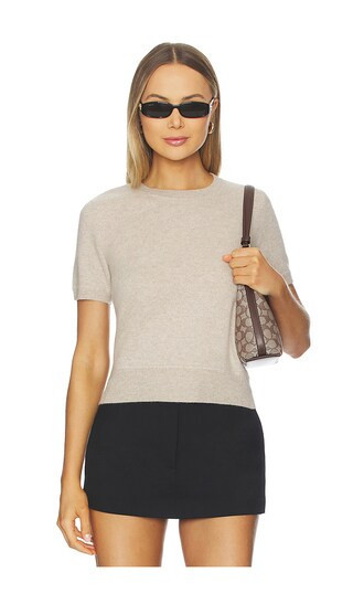 NAADAM Cashmere Short Sleeve Cropped Pullover in Beige. - size L | Revolve Clothing (Global)
