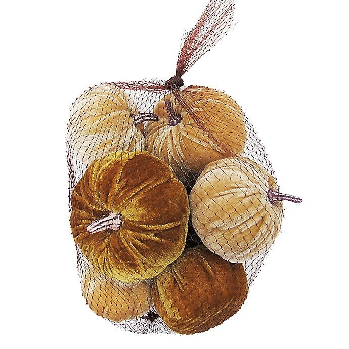Bee & Willow™ Home 8-Count Velvet Pumpkin Decoration in Net Bag | Bed Bath & Beyond