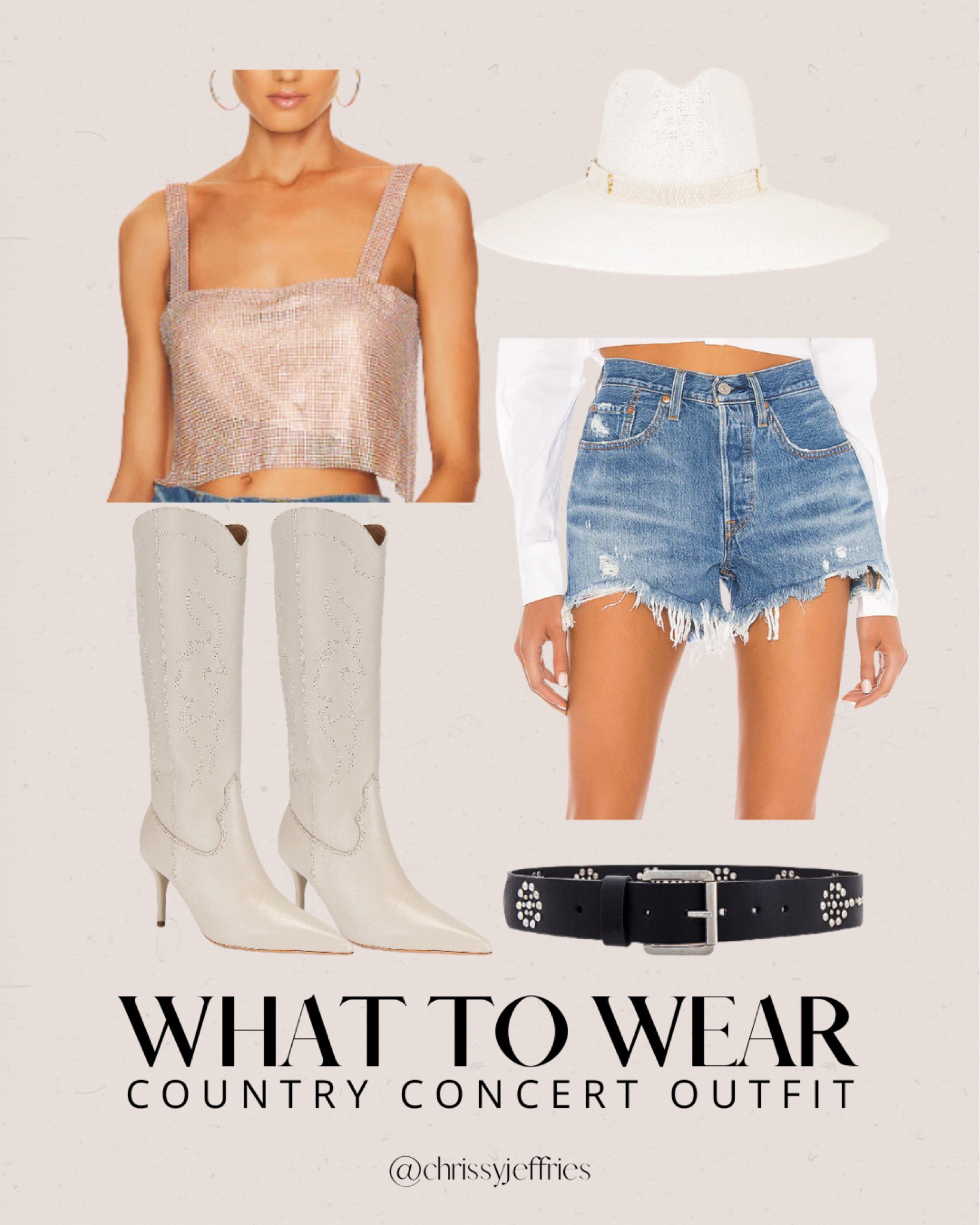 Get concert-ready with this chic country concert outfit! Pair a sparkly cropped top with distressed denim shorts for a trendy and comfortable look. Complete your ensemble with a wide-brimmed hat and stunning cowboy boots for that perfect country vibe. Add a studded belt for a touch of edge. This outfit is sure to make you stand out at any country concert! 

#CountryConcert #ConcertOutfit #FashionInspo #SummerStyle #ChicLooks

#LTKtravel #LTKsummer #LTKcanada