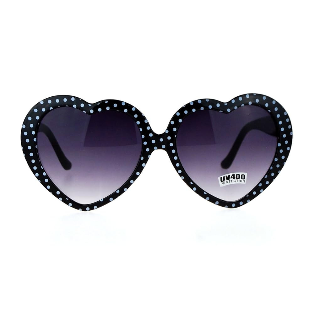 SA106 Polka Dot Print Plastic Heart Shape Cute Womens Sunglasses | Amazon (US)