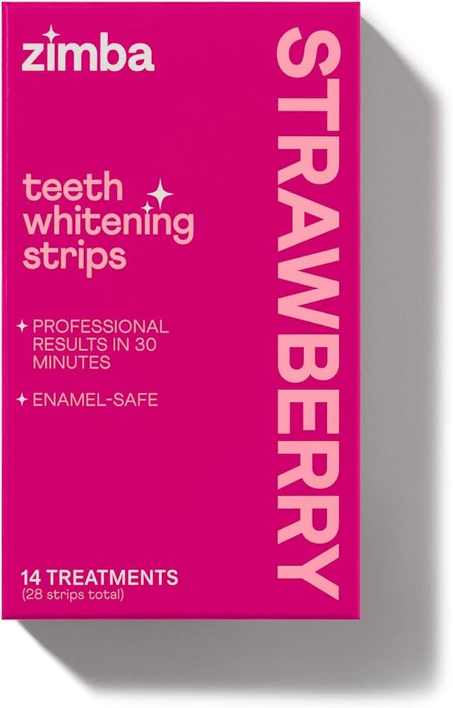 Zimba Strawberry Flavored Teeth Whitening Strips | Vegan, Enamel Safe Hydrogen Peroxide Teeth Whi... | Amazon (US)