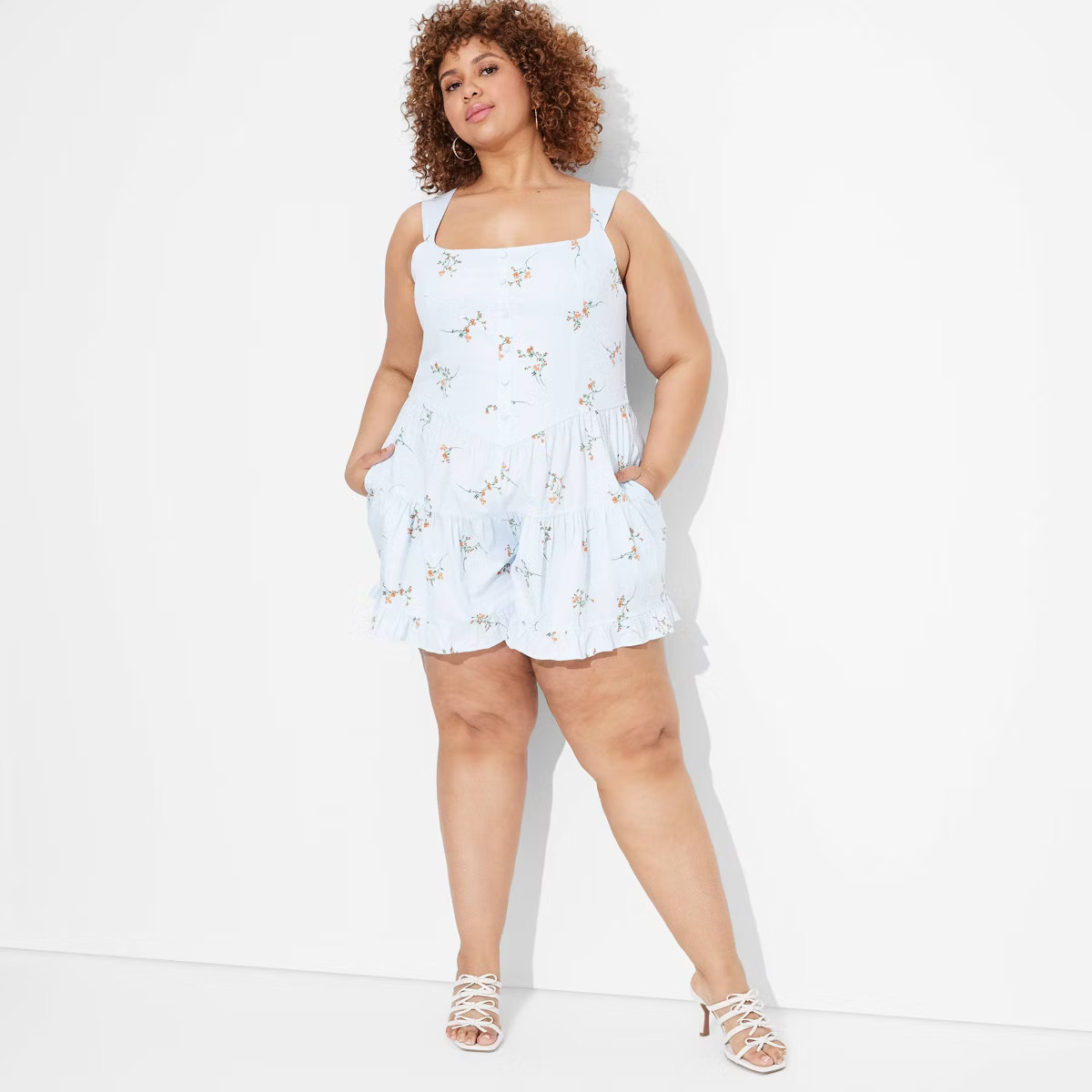 Women's Button-Front Tiered Romper - Wild Fable™ | Target