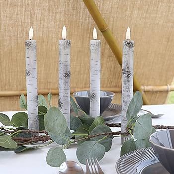 Fanna Birch Flameless Taper Candles, Real Wax Finished Flickering Battery Operated Candles with R... | Amazon (US)