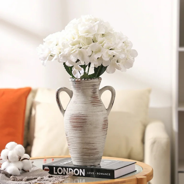 Rustic Terracotta Ceramic Vase - Large Distressed Farmhouse Pottery Vase for Home Decor, Table, L... | Walmart (US)