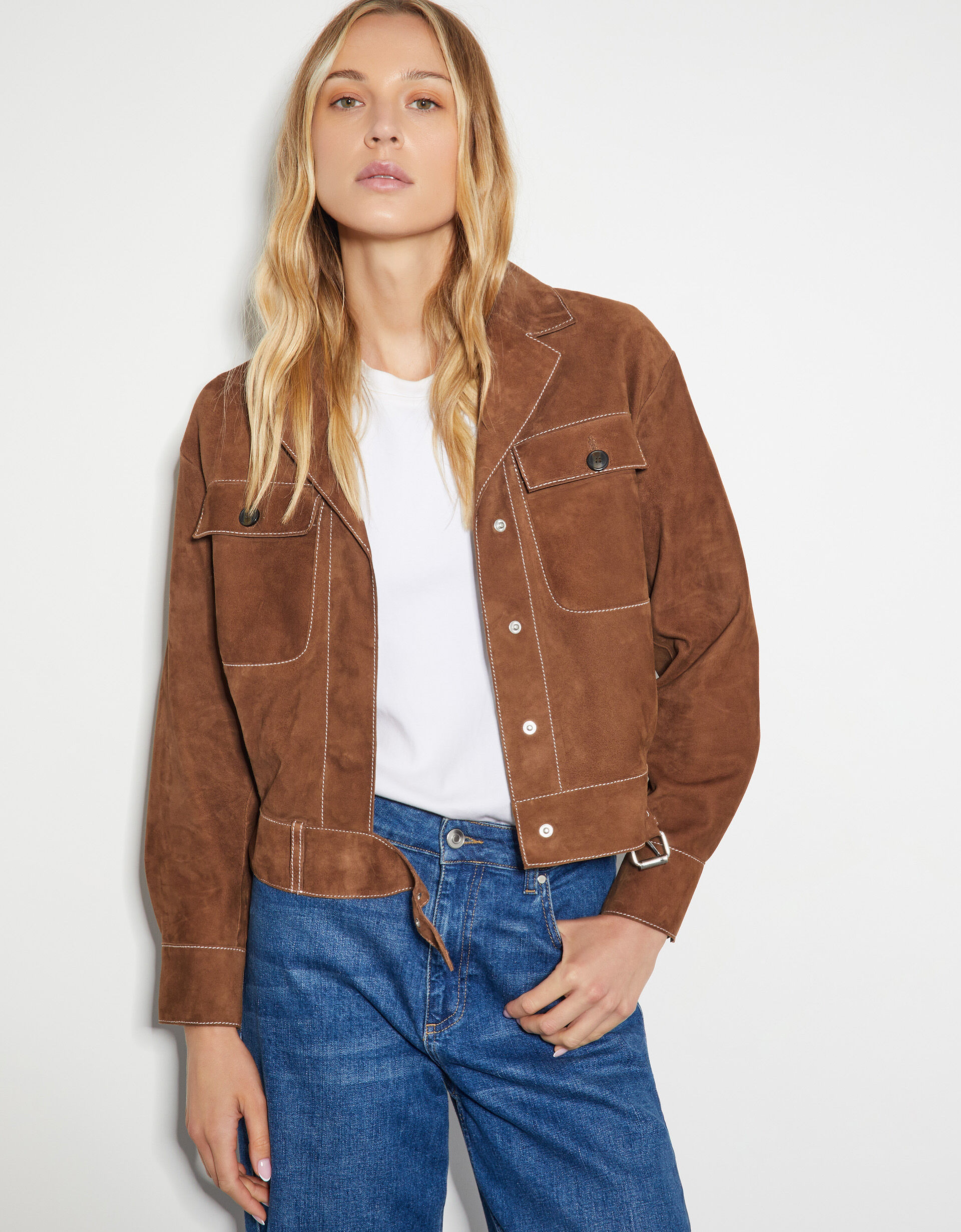 Iris Crop Suede Jacket Tan | Monsoon (UK)