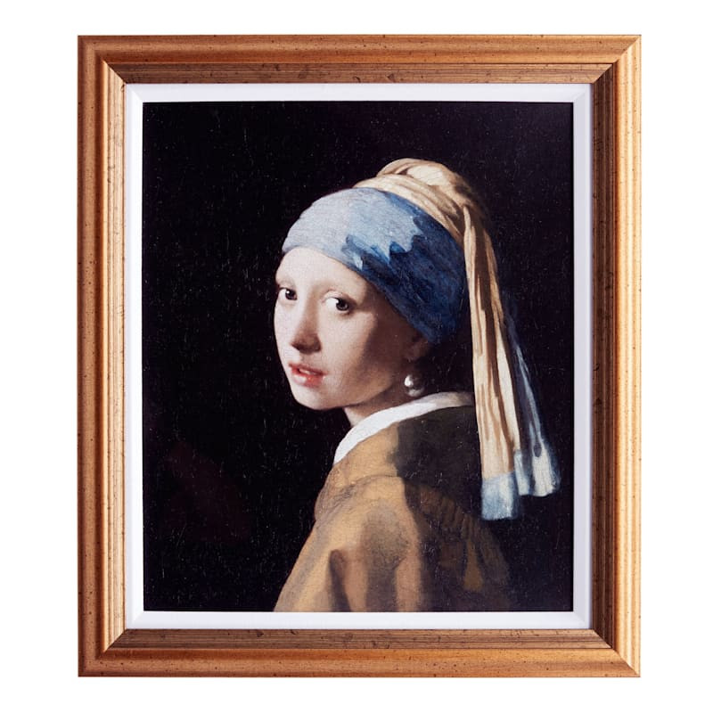 Glass Framed Girl with a Pearl Earring Print Wall Art, 17x20 | At Home
