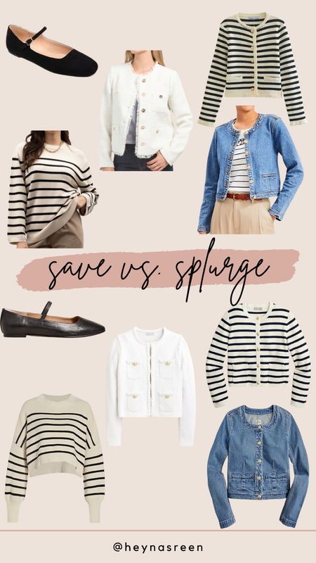 Save vs splurge lady jackets, stripped pullover & ballet flats 
