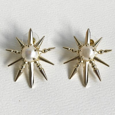 Kendra Scott Rogan Starburst Gold Tone Faux Pearl Stud Post Back Earrings  | eBay | eBay US