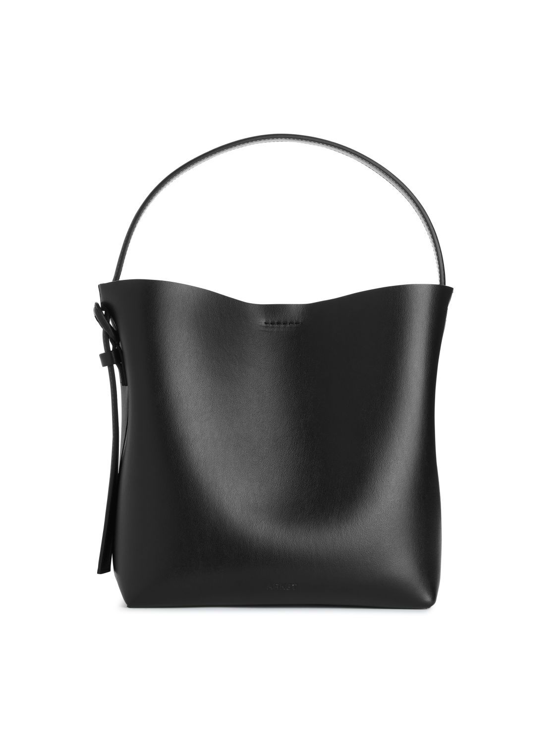 Rigid Leather Tote Bag - Black | ARKET (US&UK)