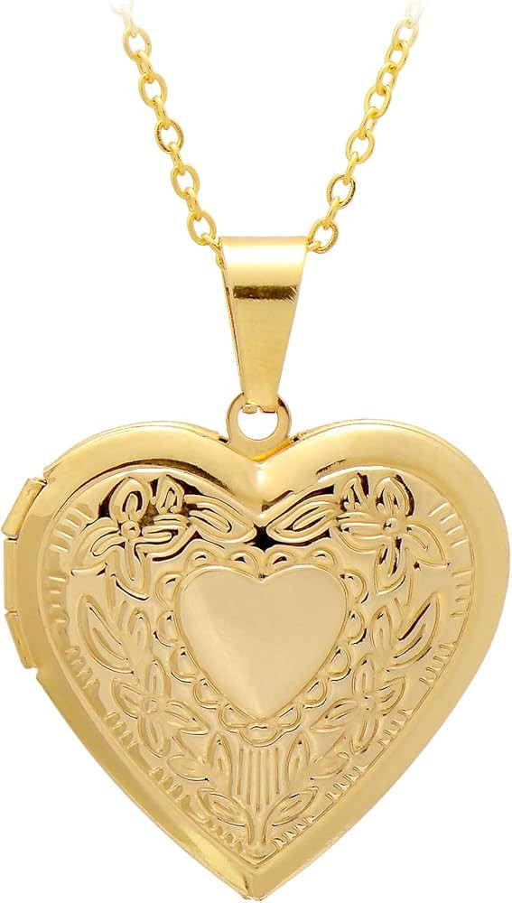 Paialco Stainless Steel Heart Shaped Locket Pendant Necklace for Women | Amazon (US)