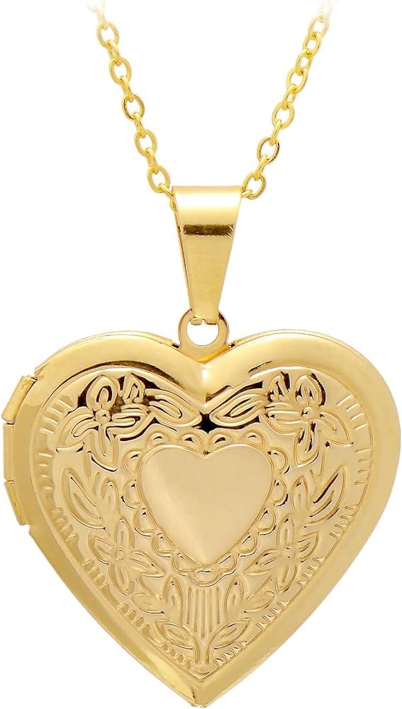 Paialco Stainless Steel Heart Shaped Locket Pendant Necklace for Women | Amazon (US)