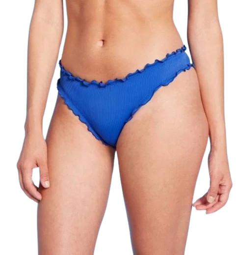 Women's Ruffle Cheeky Bikini Bottom - Shade & Shore™ Medium Blue | Walmart (US)