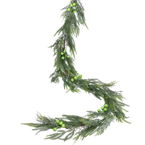 Lvydec Christmas Norfolk Pine Garlands Garland, 6Ft Realistic Artificial Faux Greenery Garland Cedar Garland for Mantle Holiday Indoor Outdoor Fireplace Winter Christmas Home Decor | Amazon (US)
