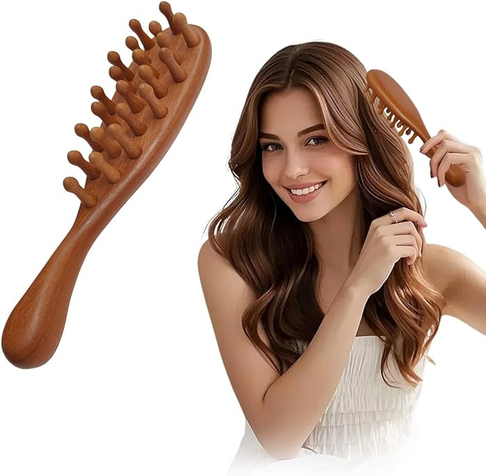 Wooden Scalp Massage Comb - Sandalwood Head Massager Tool, Gua Sha Brush for Women Men Hair Growt... | Amazon (US)