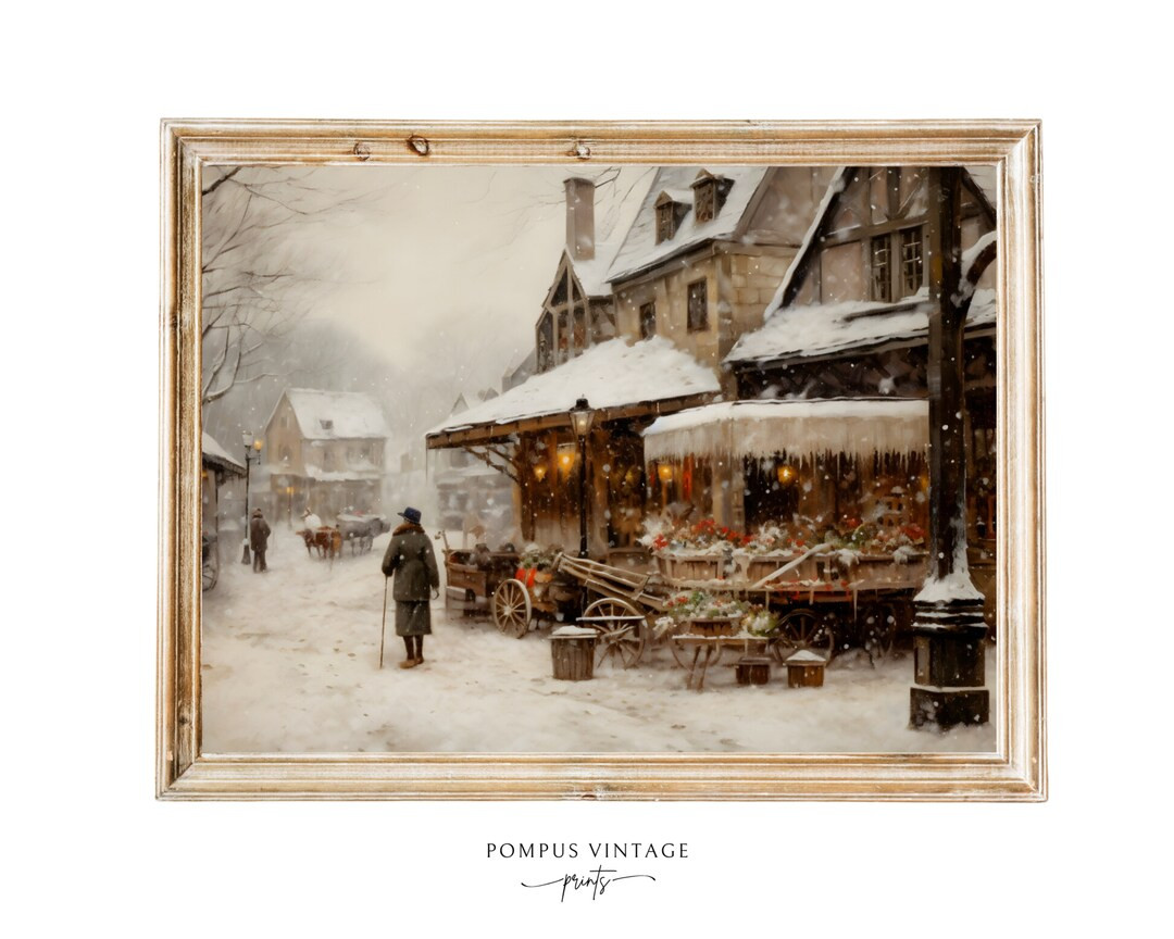 Vintage Village Oil Painting Print Christmas Village Print Winter Wonderland Wall Art Christmas P... | Etsy (US)