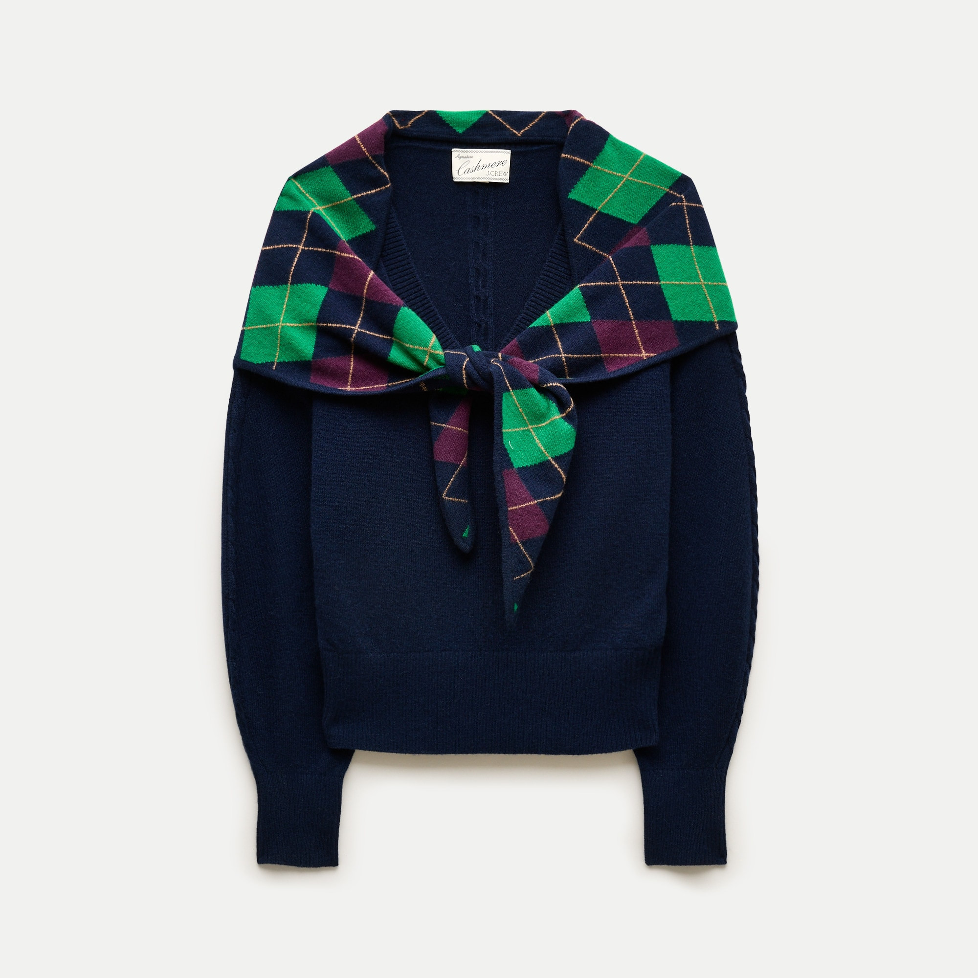 Cashmere V-neck sweater with argyle scarf | J. Crew US