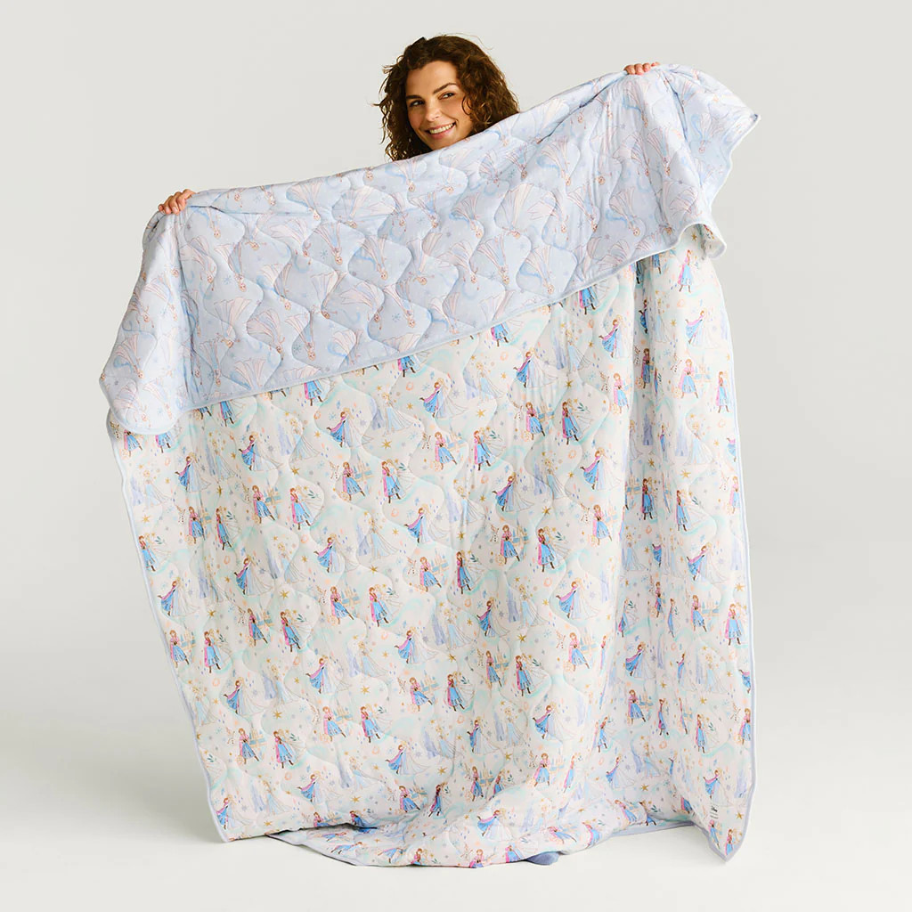 Blue Reversible Disney Frozen Elsa & Anna & Let It Go Reversible Quilted Patoo\u00ae Blanket | Po... | Posh Peanut