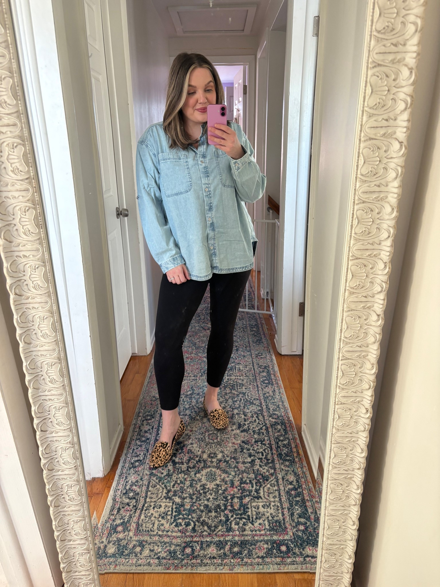 Love this oversized denim button up.  The buttons are functional, so it makes nursing super easy. These are also my favorite leggings of all time. 

Top - medium 
Leggings- medium 



#LTKootd #LTKFindsUnder50 #LTKMidsize