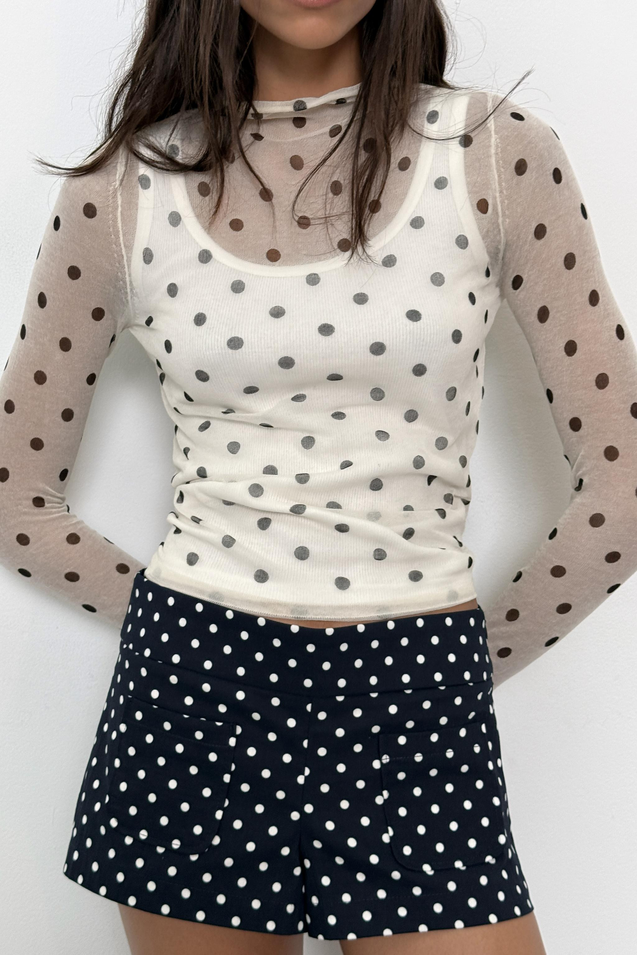 SHEER POLKA DOT KNIT TOP | Zara US